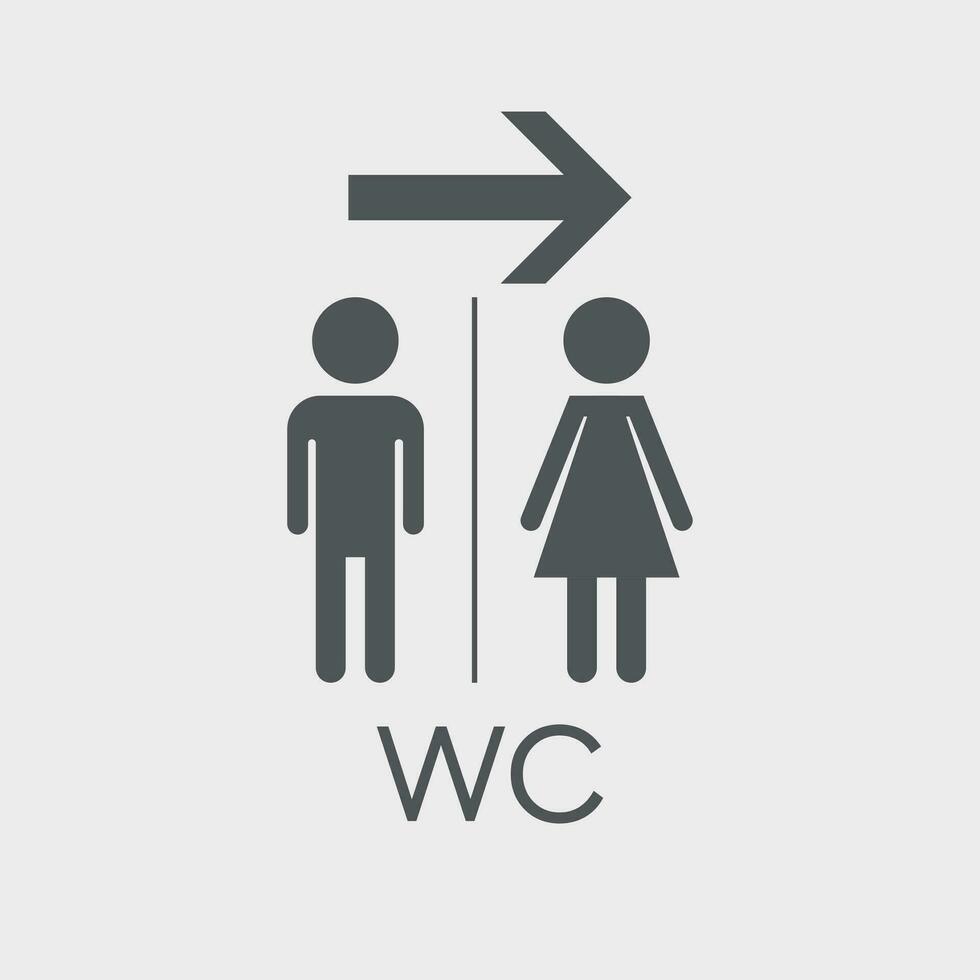 WC, baño plano vector icono . hombres y mujer firmar para Area de aseo en blanco antecedentes.