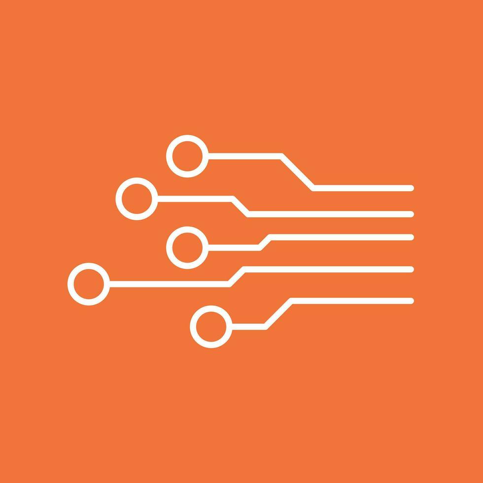 Circuit board icon. Technology scheme symbol flat vector illustration on orange background.