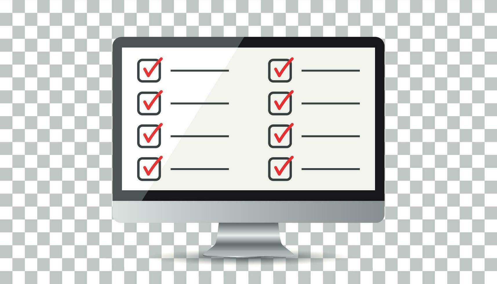 Businessman checklist with computer. Check list icon flat vector illustration.