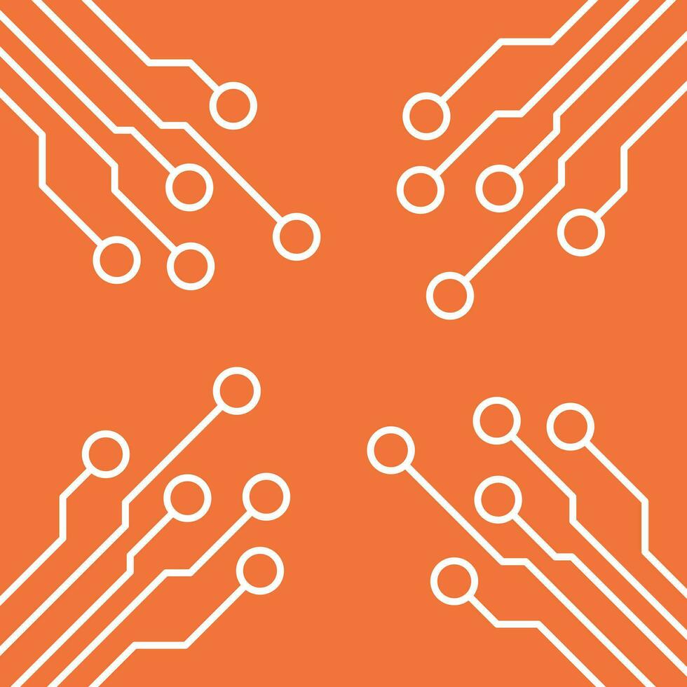 Circuit board icon. Technology scheme symbol flat vector illustration on orange background.