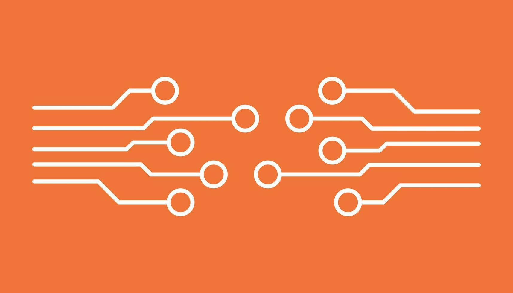 Circuit board icon. Technology scheme symbol flat vector illustration on orange background.
