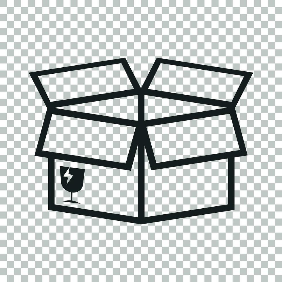 Open box icon. Shipping pack flat vector illustration on isolated background.