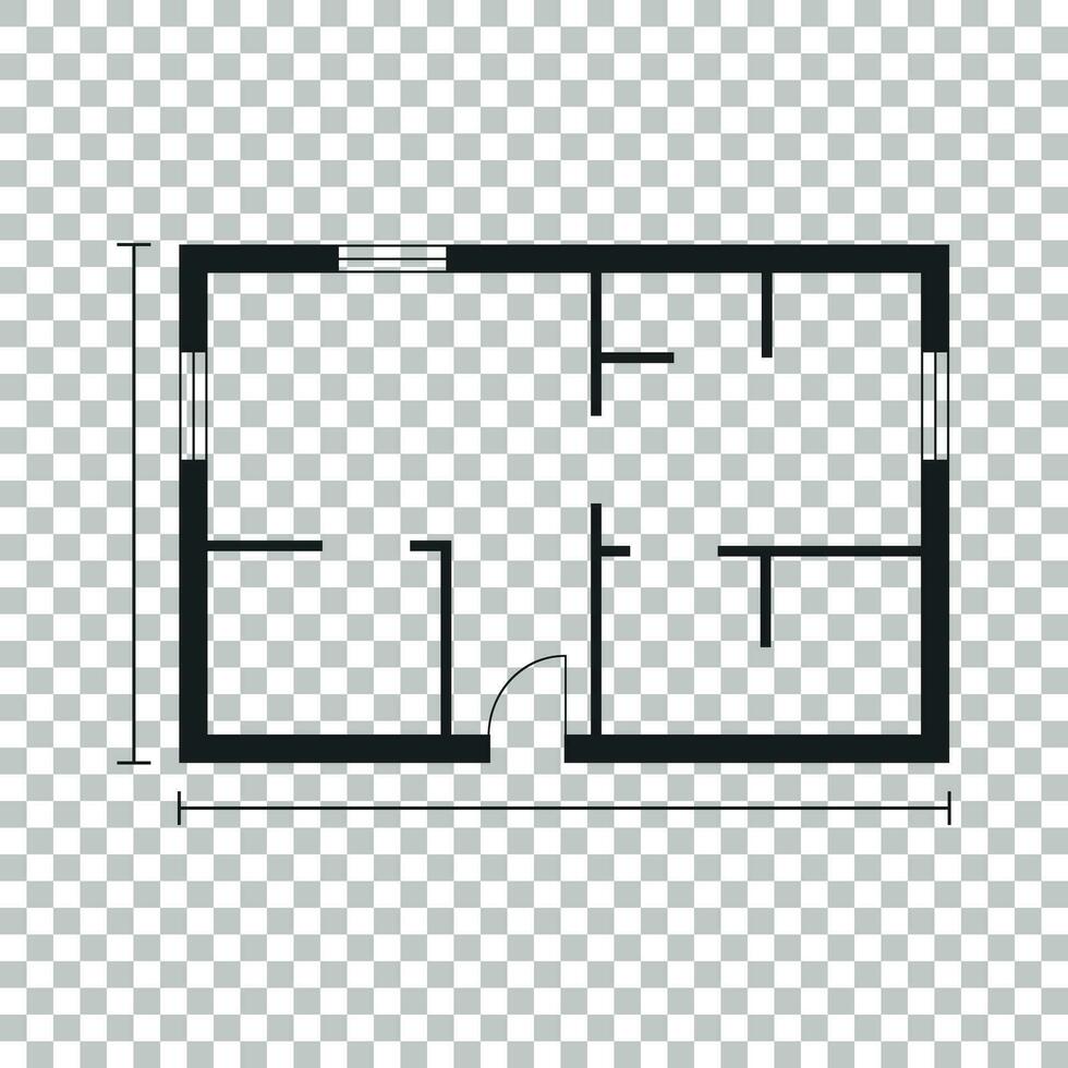 House plan simple flat icon. Vector illustration on isolated background.