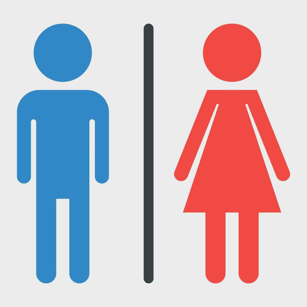 WC, baño plano vector icono . hombres y mujer firmar para Area de aseo en blanco antecedentes.