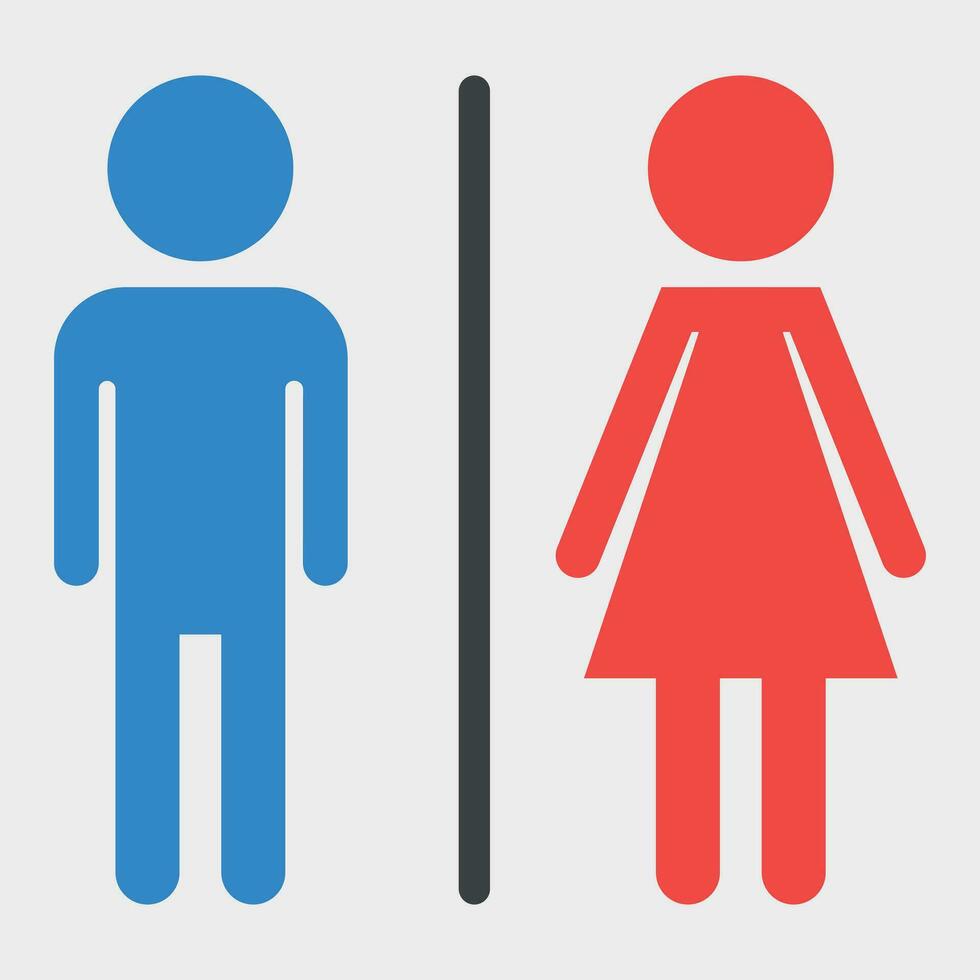 WC, toilet flat vector icon . Men and women sign for restroom on white background.