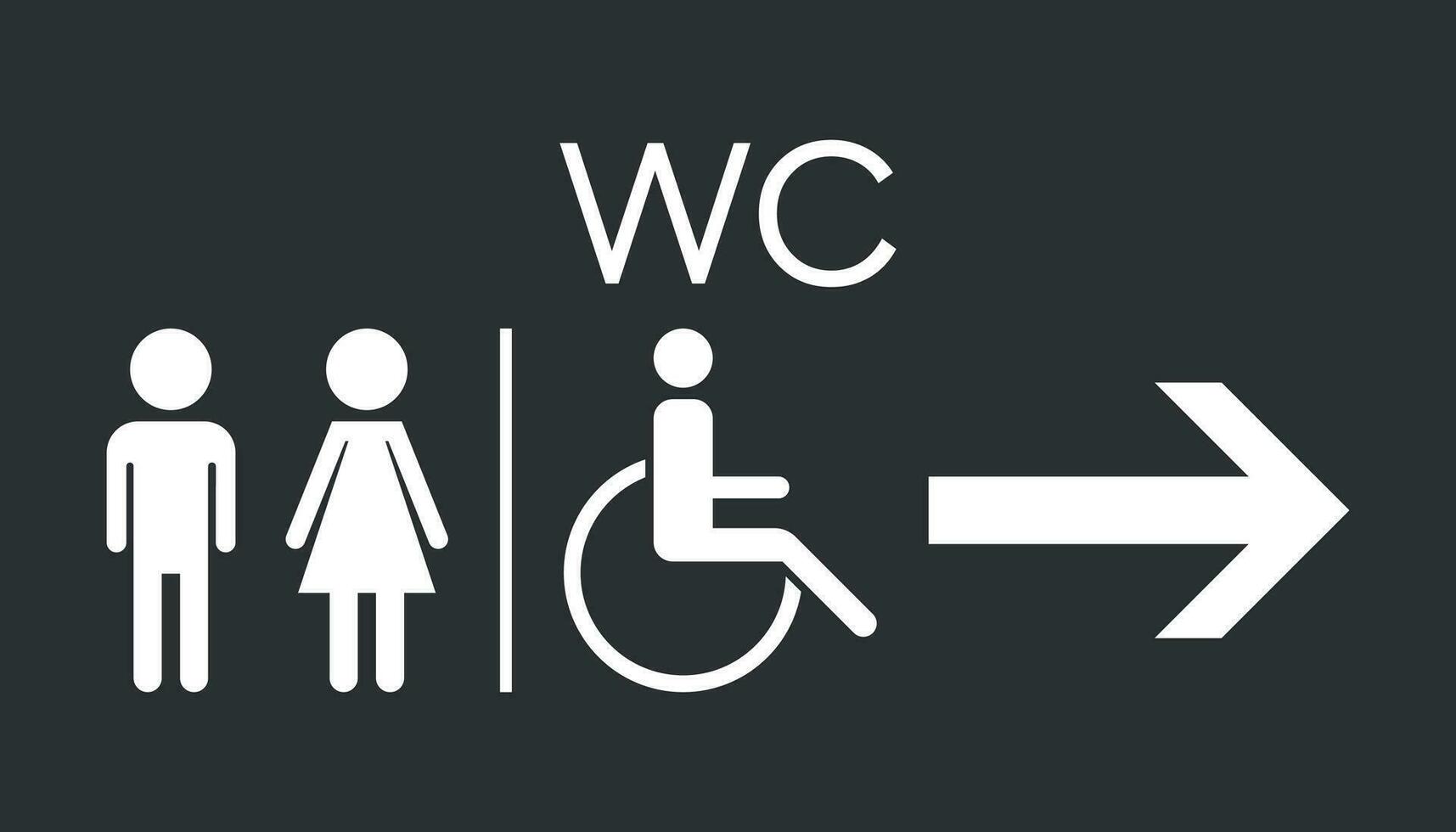 WC, baño plano vector icono . hombres y mujer firmar para Area de aseo en negro antecedentes.