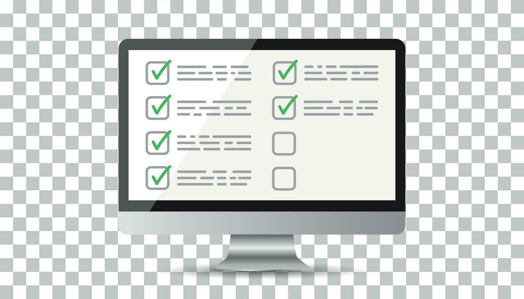 Businessman checklist with computer. Check list icon flat vector illustration.