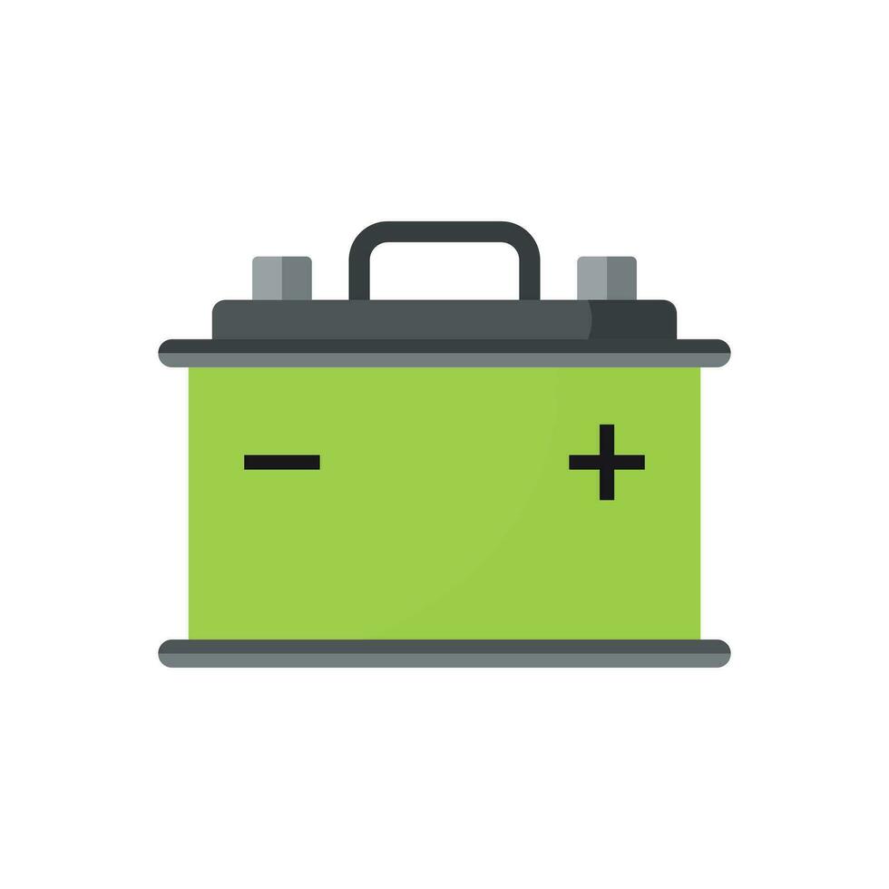 Car battery flat vector icon isolated on white background. Auto accumulator battery energy power illustration.