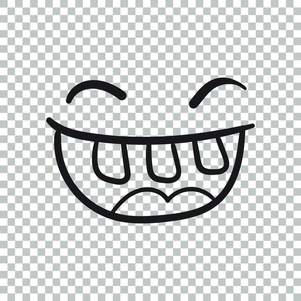 Simple smile with tongue vector icon. Hand drawn face doodle illustration on isolated background.