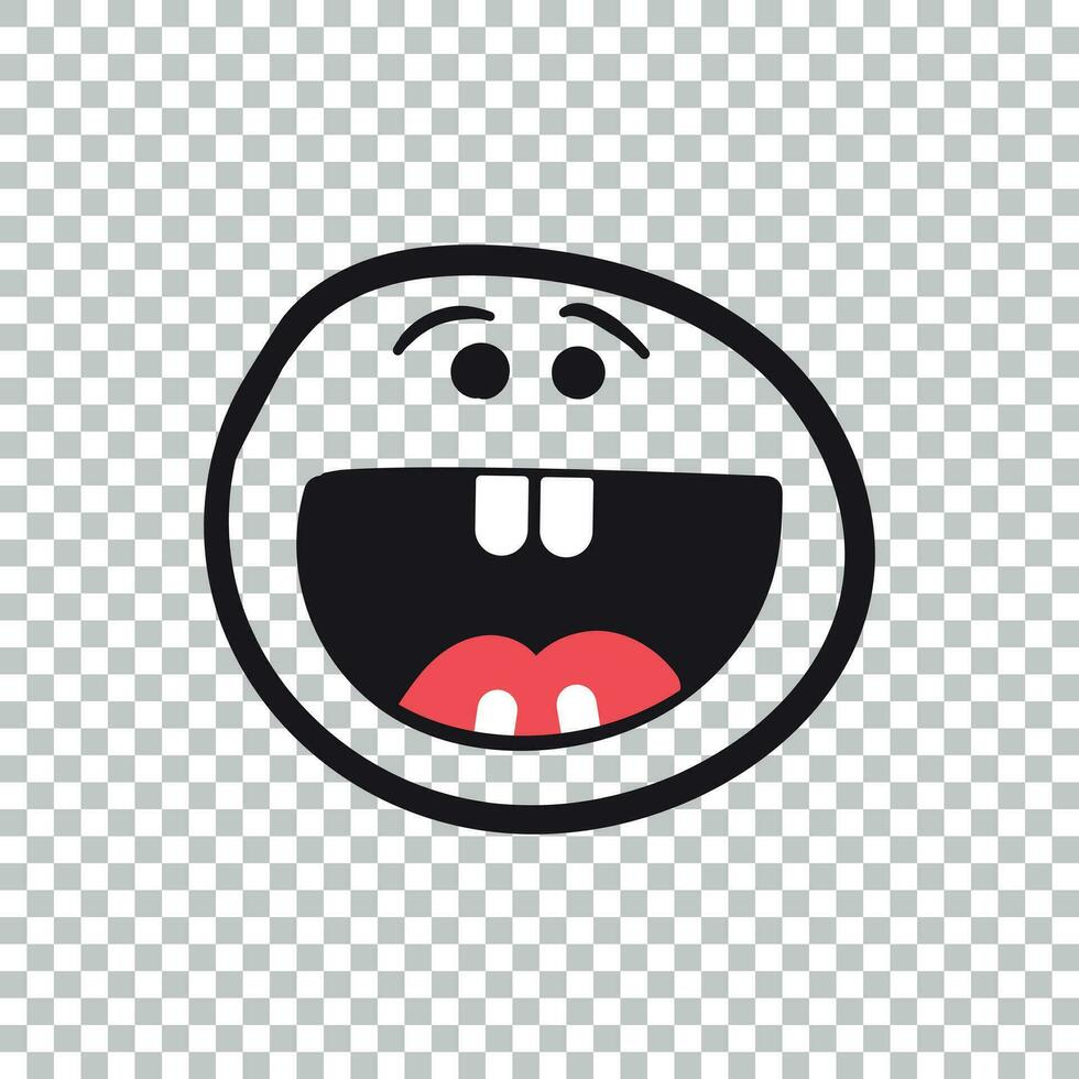 Simple smile with tongue vector icon. Hand drawn face doodle illustration on isolated background.