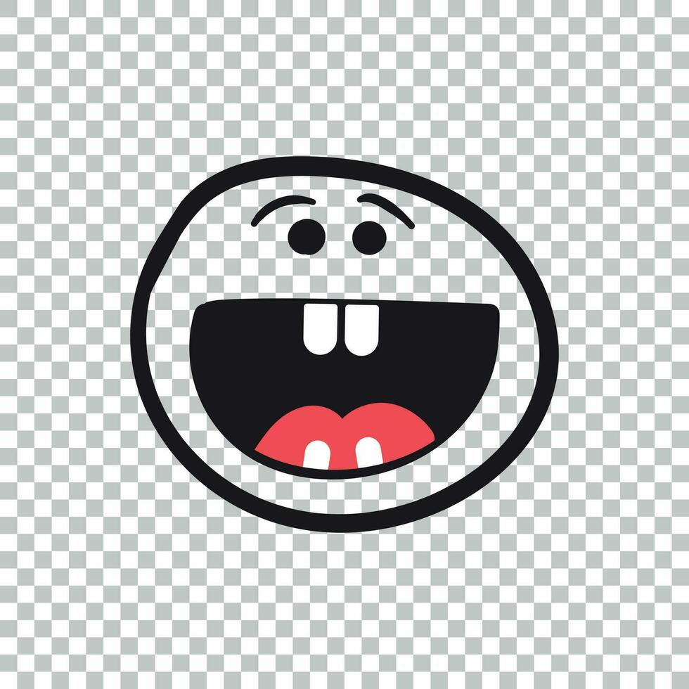 sencillo sonrisa con lengua vector icono. mano dibujado cara garabatear ilustración en aislado antecedentes.