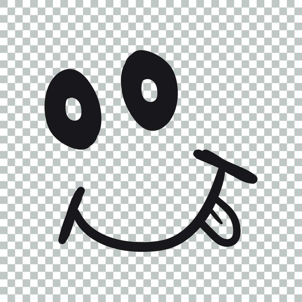 Simple smile with tongue vector icon. Hand drawn face doodle illustration on isolated background.