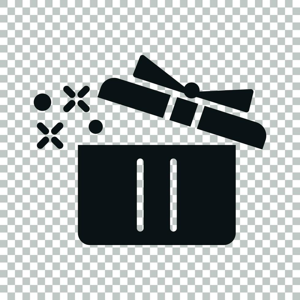 Gift box icon in transparent style. Magic case vector illustration on isolated background. Present business concept.