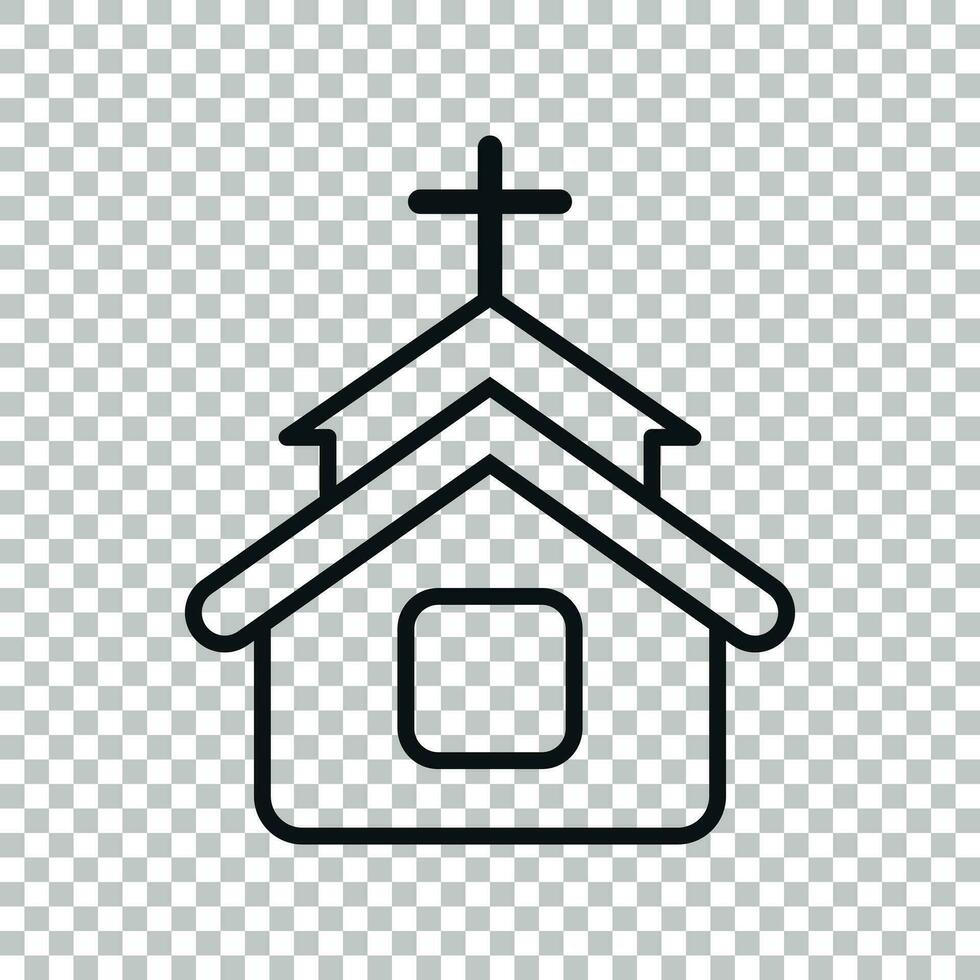 Church icon in transparent style. Chapel vector illustration on isolated background. Religious building business concept.