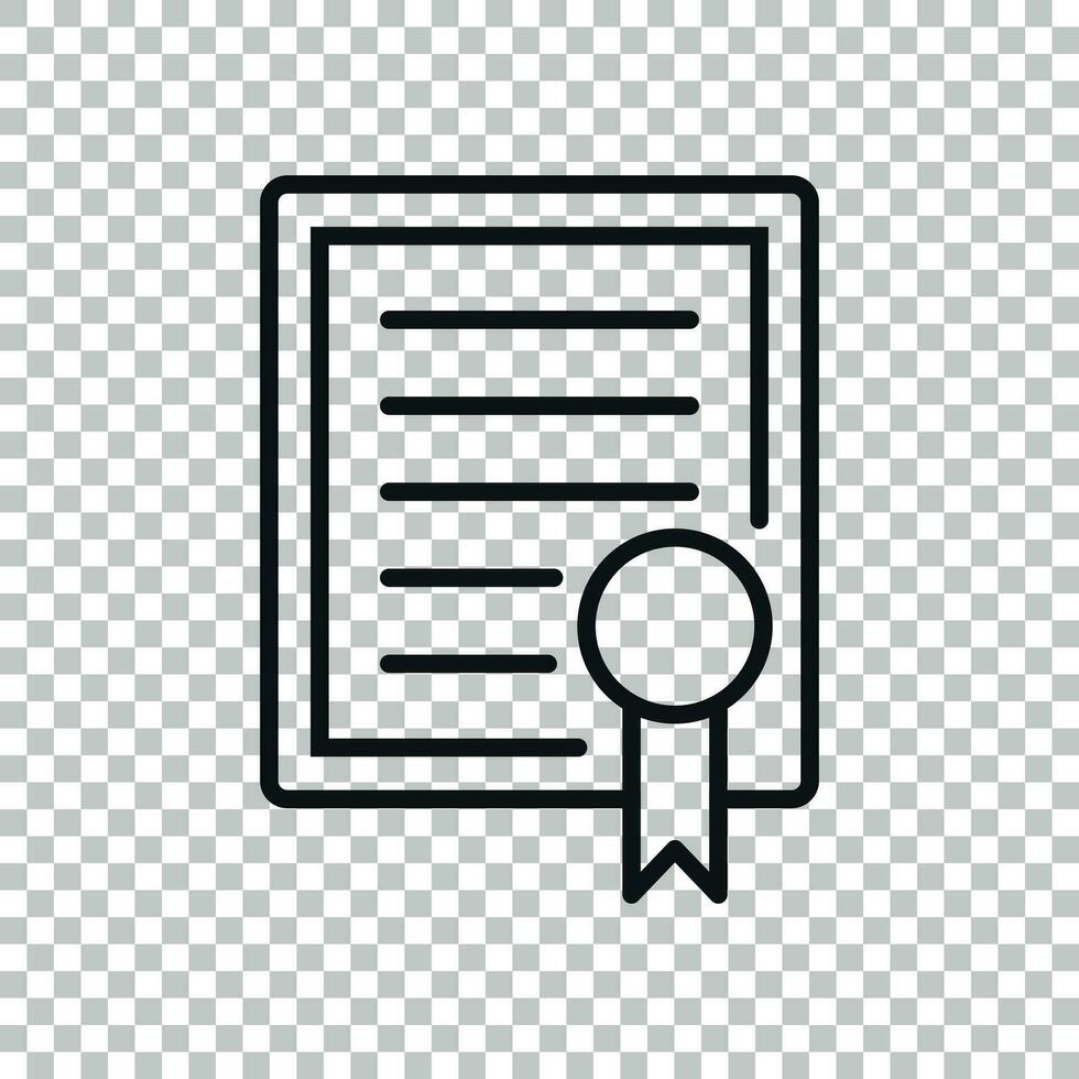 Certificate icon in transparent style. License badge vector illustration on isolated background. Winner medal business concept.