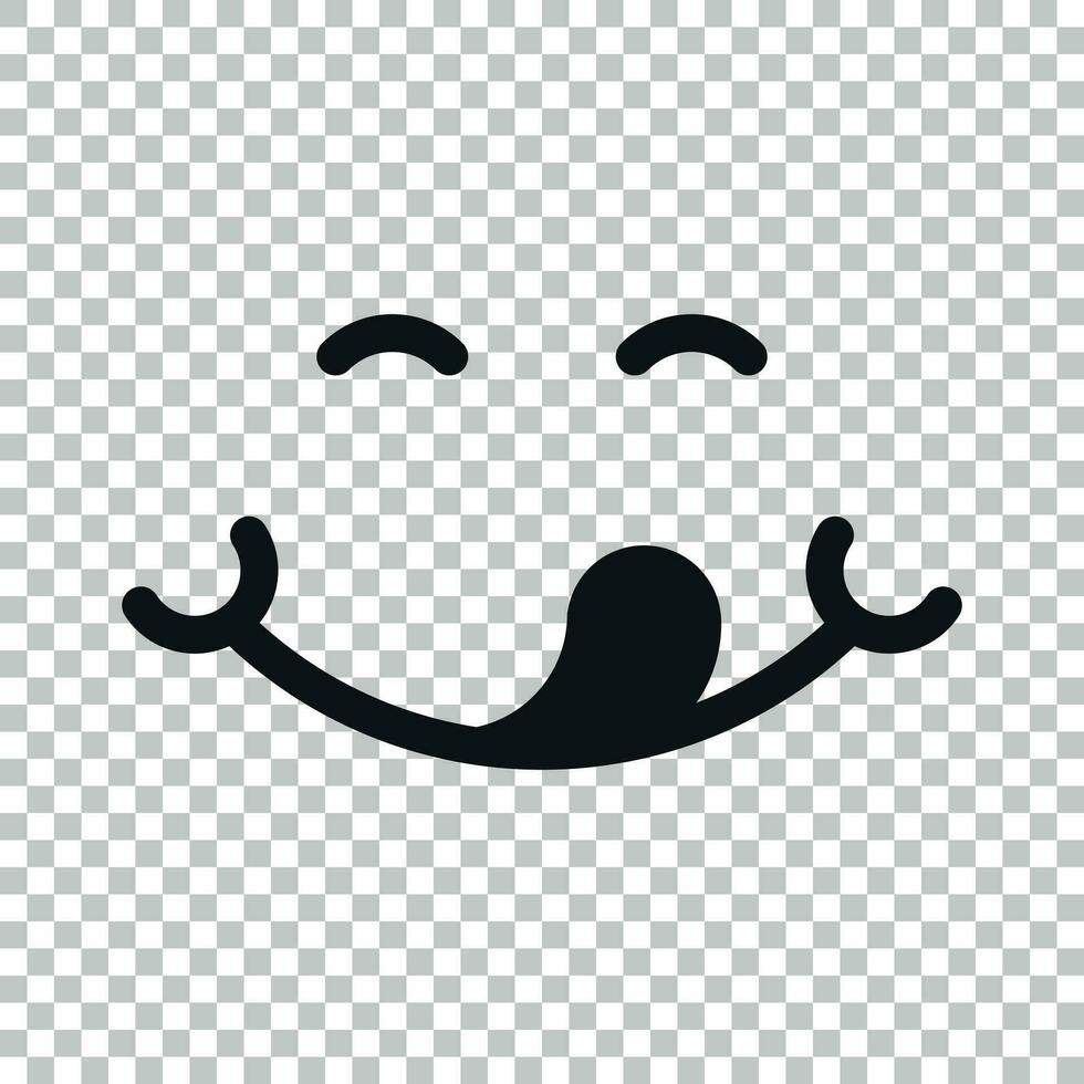 sonrisa cara icono en transparente estilo. lengua emoticon vector ilustración en aislado antecedentes. gracioso personaje negocio concepto.