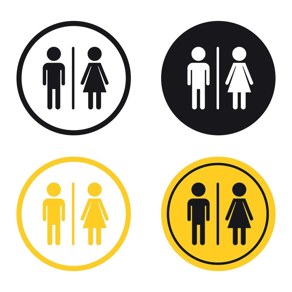 WC, toilet flat vector icon . Men and women sign for restroom on white background.