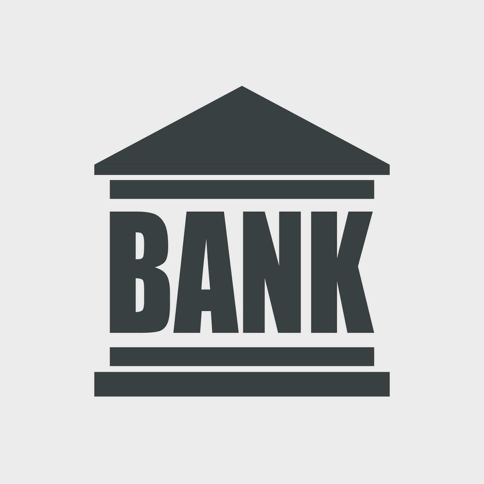 Bank building icon in flat style. Vector illustration on white background.