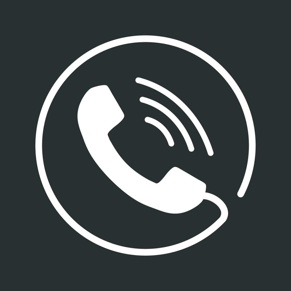 Phone icon vector, contact, support service sign isolated on black background. Telephone, communication icon in flat style. vector