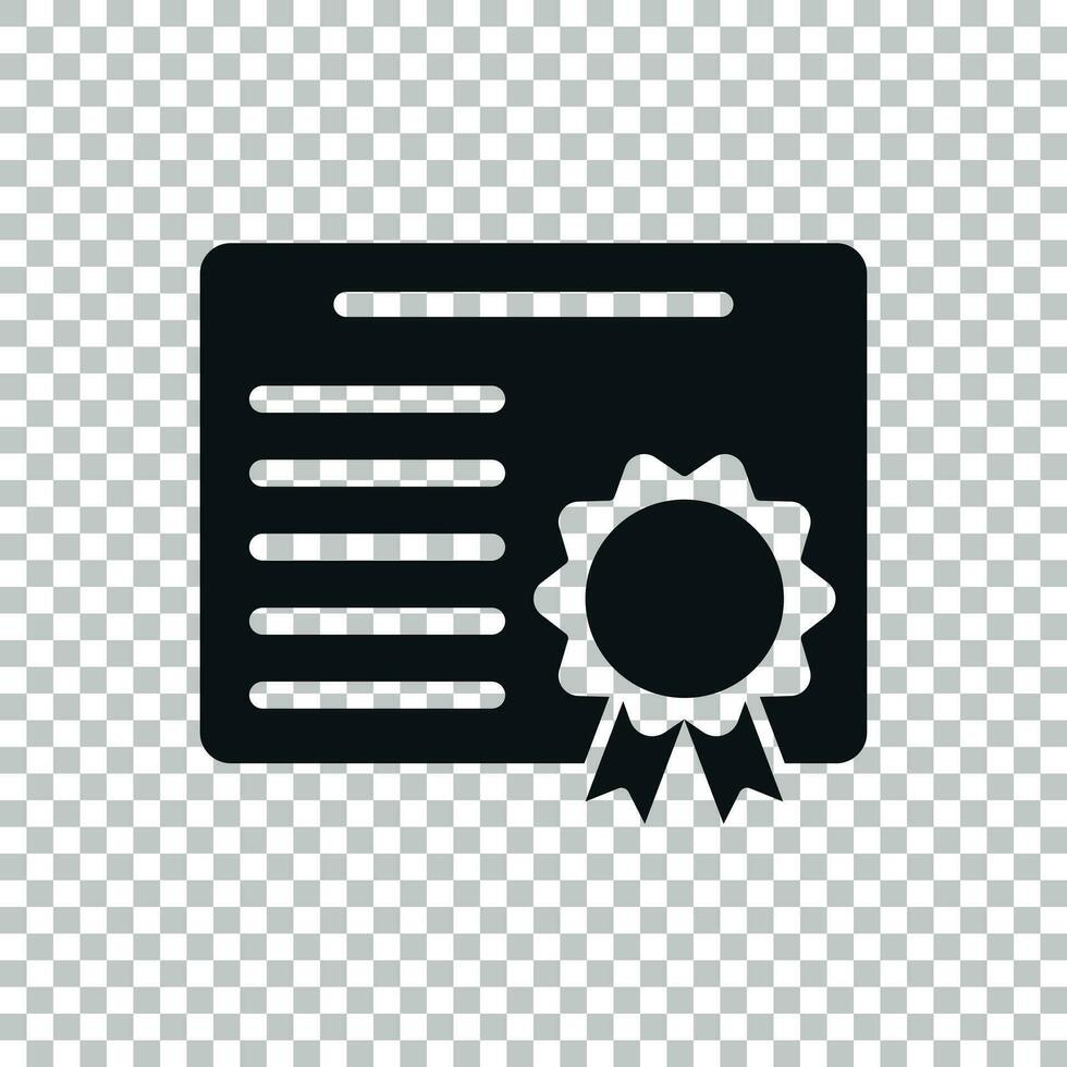 Certificate icon in transparent style. License badge vector illustration on isolated background. Winner medal business concept.