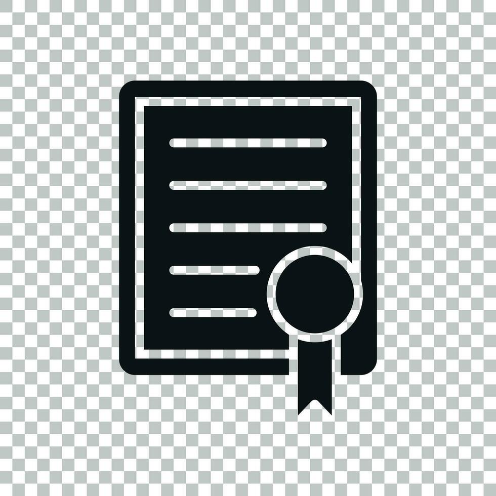 Certificate icon in transparent style. License badge vector illustration on isolated background. Winner medal business concept.