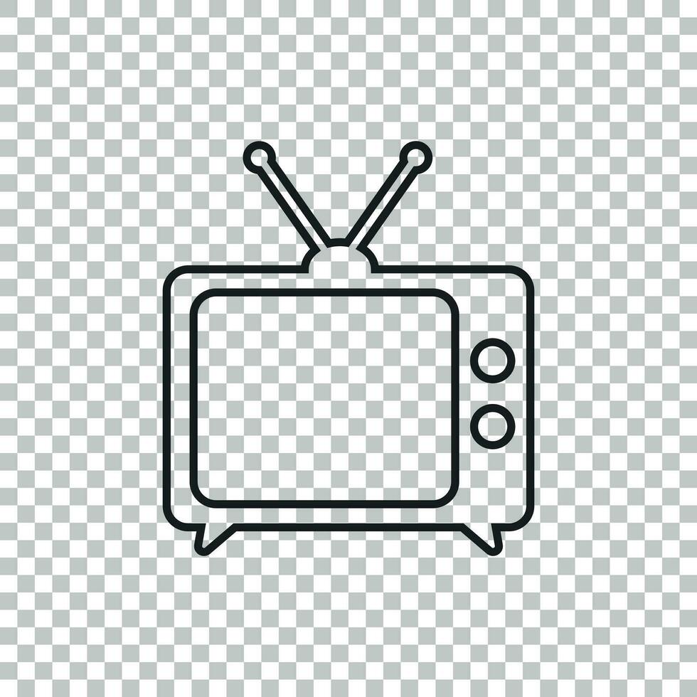 Tv Icon vector illustration in line style isolated on isolated background. Television symbol for web site design, logo, app, ui.