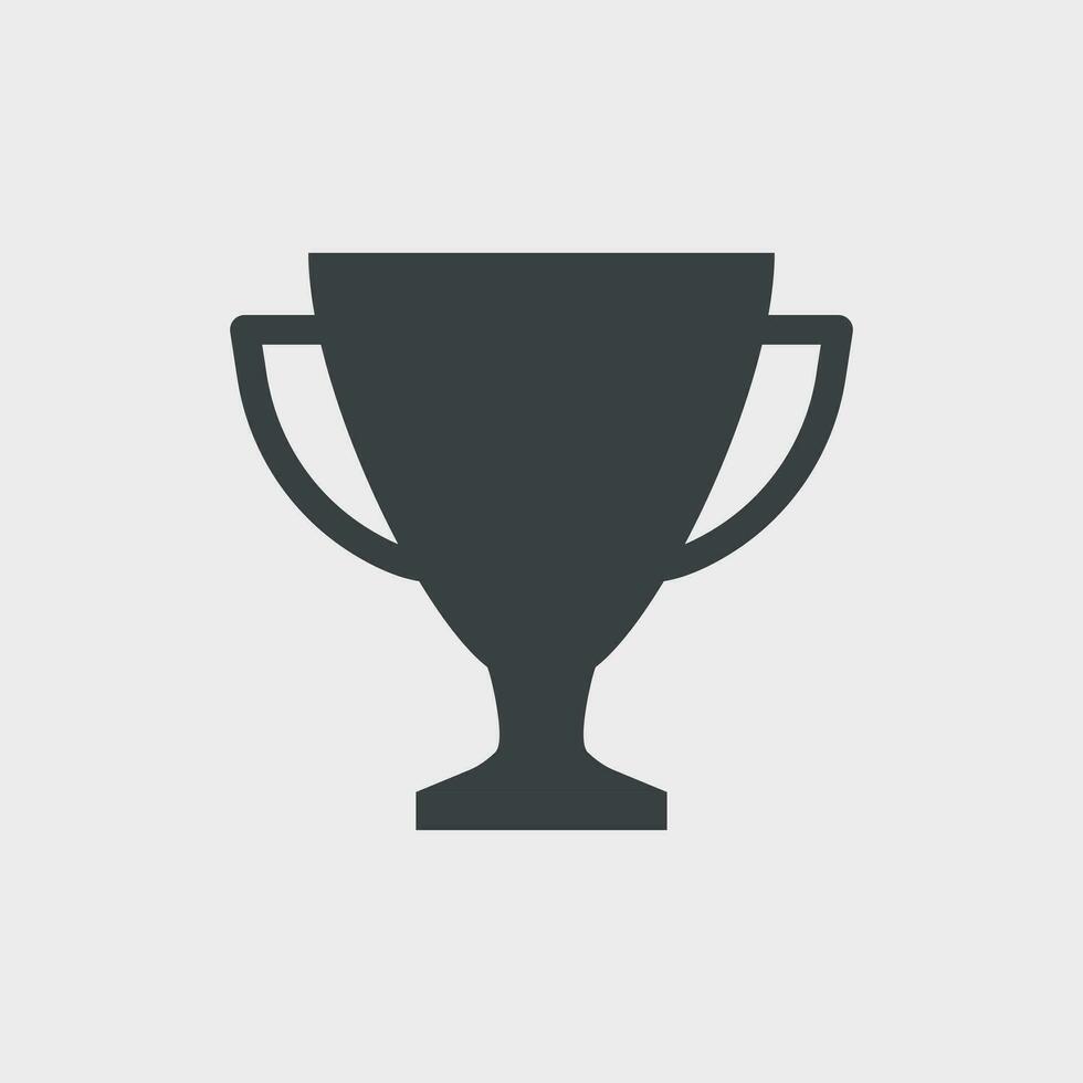 Trophy cup flat vector icon. Simple winner symbol. Black illustration isolated on white background.