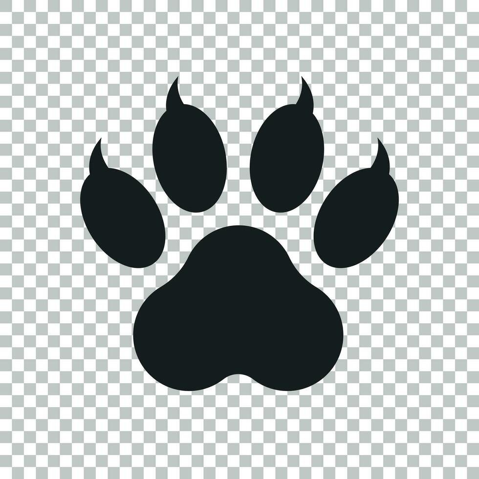 Paw print icon vector illustration isolated on isolated background. Dog, cat, bear paw symbol flat pictogram.