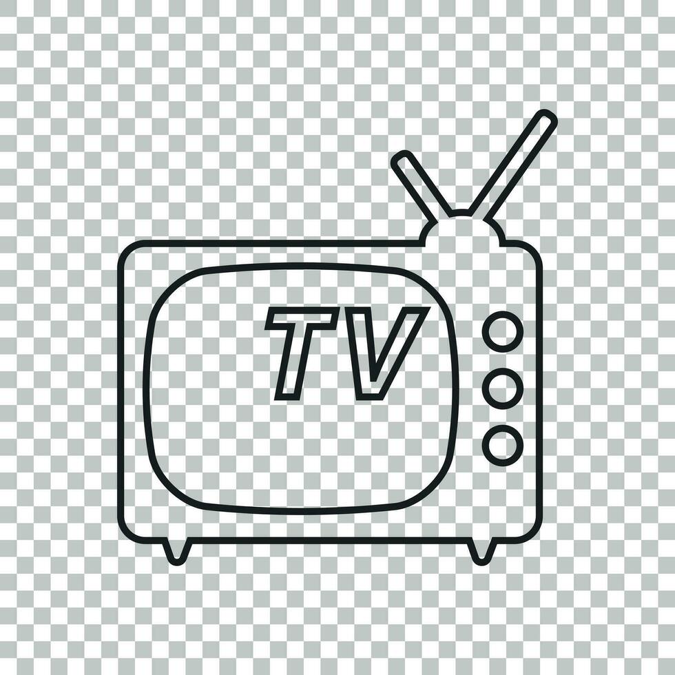 Tv Icon vector illustration in line style isolated on isolated background. Television symbol for web site design, logo, app, ui.