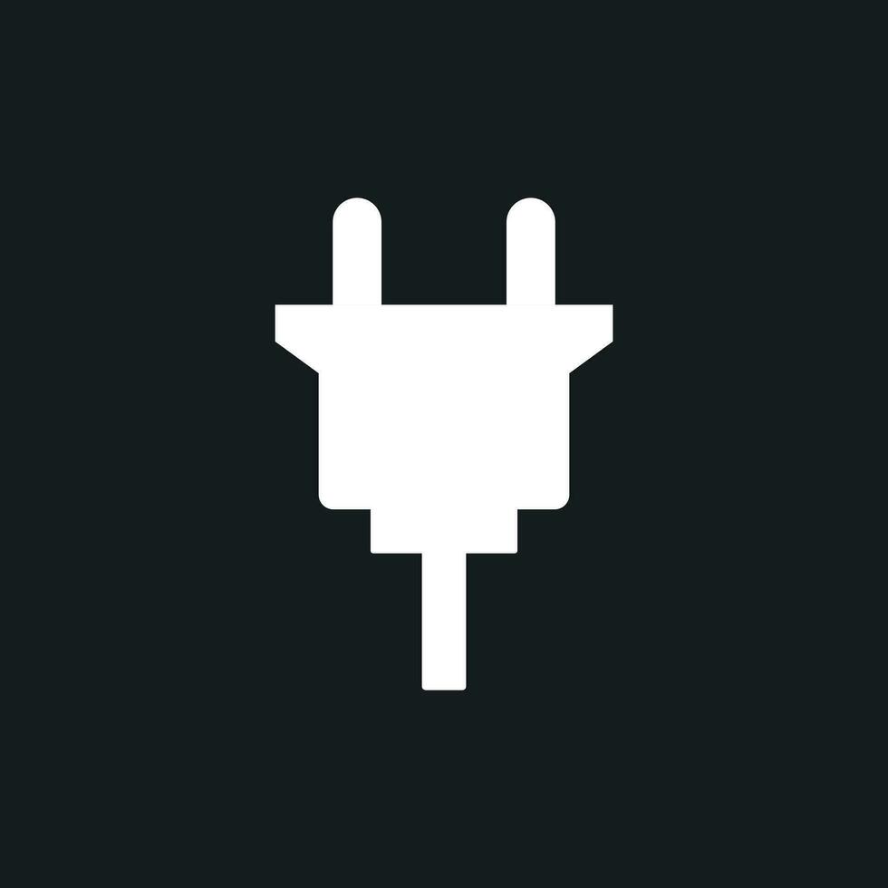Electric plug icon. Power plug flat vector illustration on black background.