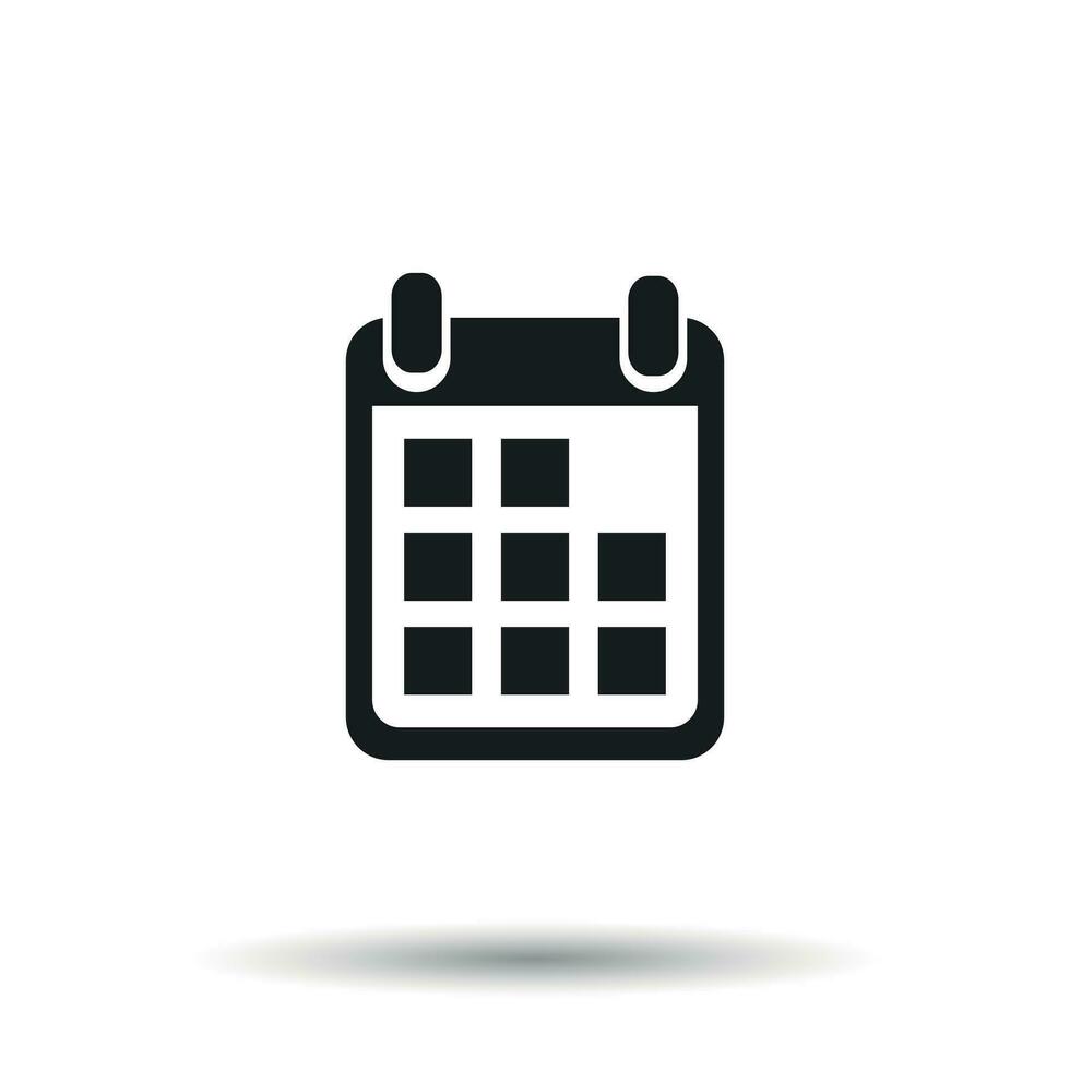 Calendar icon on isolated background, vector illustration. Flat style. Icons for design, website.