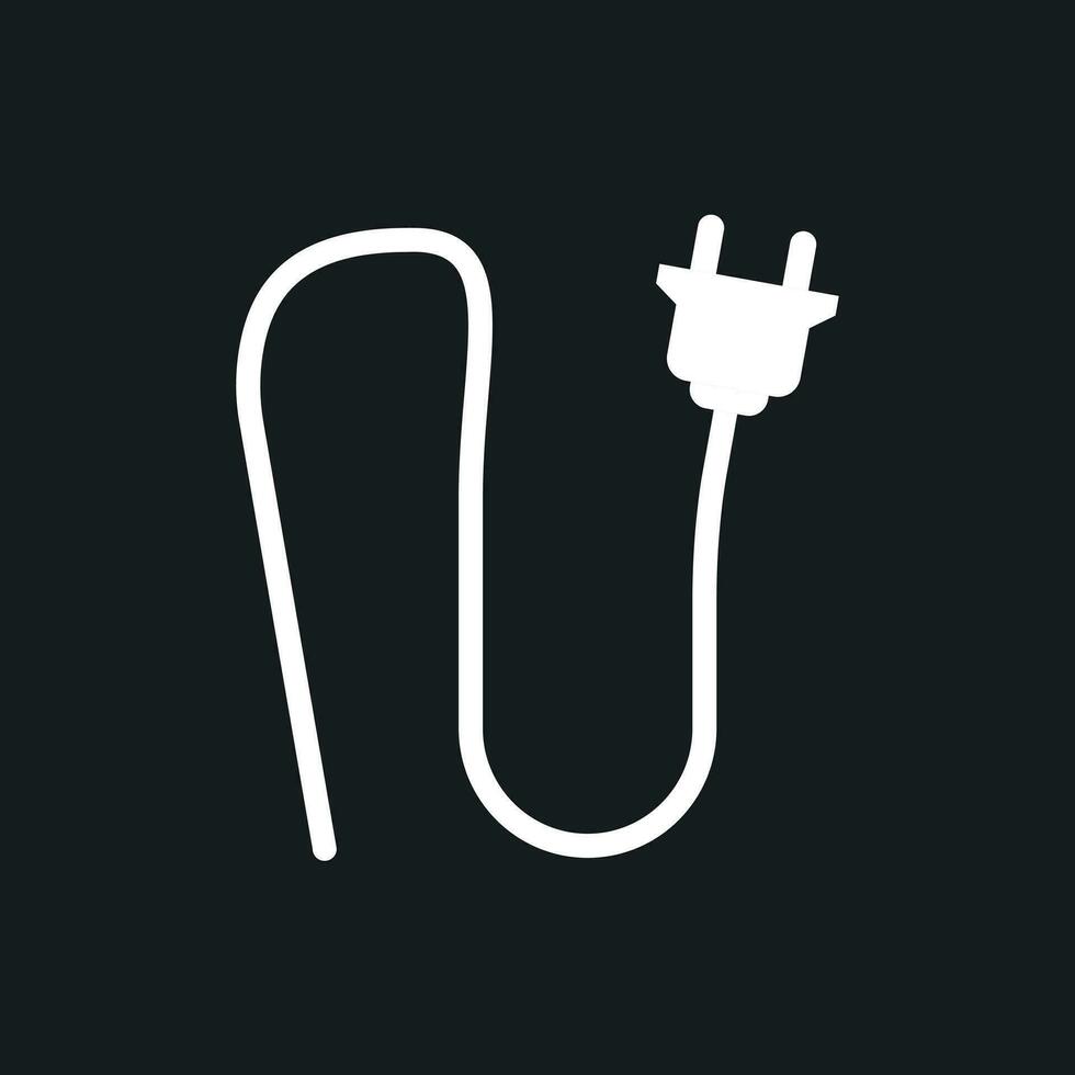 Electric plug icon. Power plug flat vector illustration on black background.