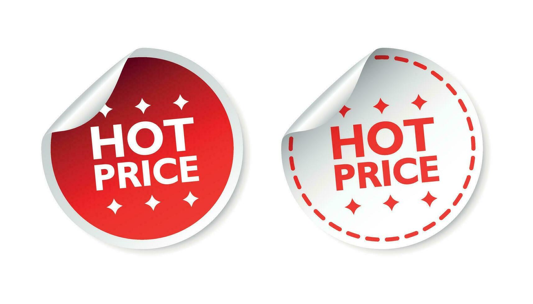 Hot price sticker. Business sale red tag label vector illustration on white background.