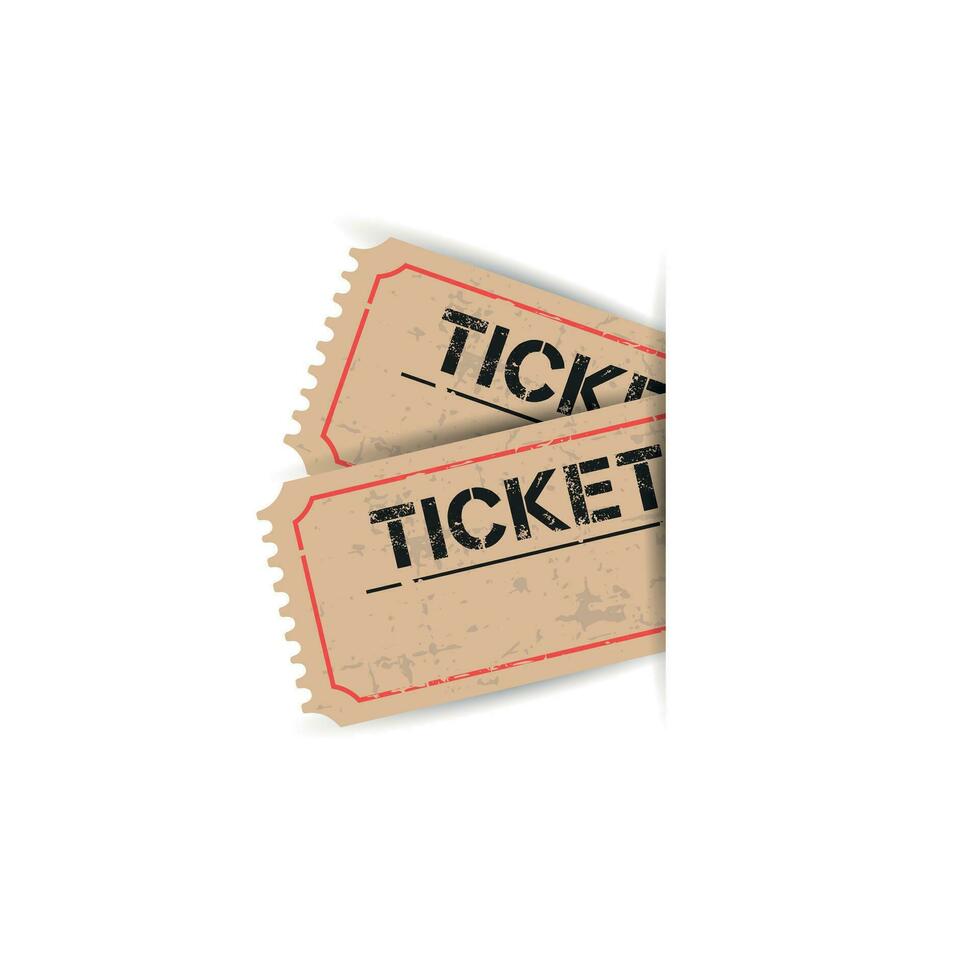 Old ticket with grunge effect. Flat vector illustration on white background.