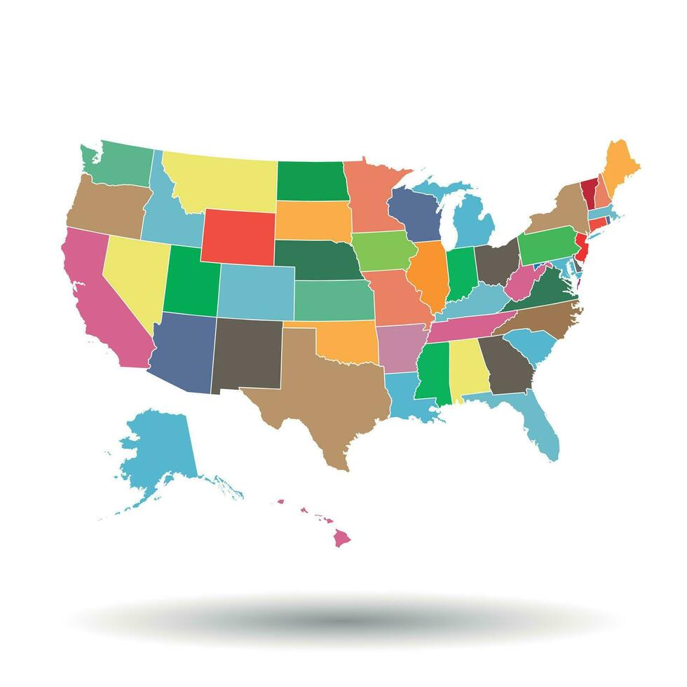 High detailed USA map with federal states. Vector illustration United states of America.