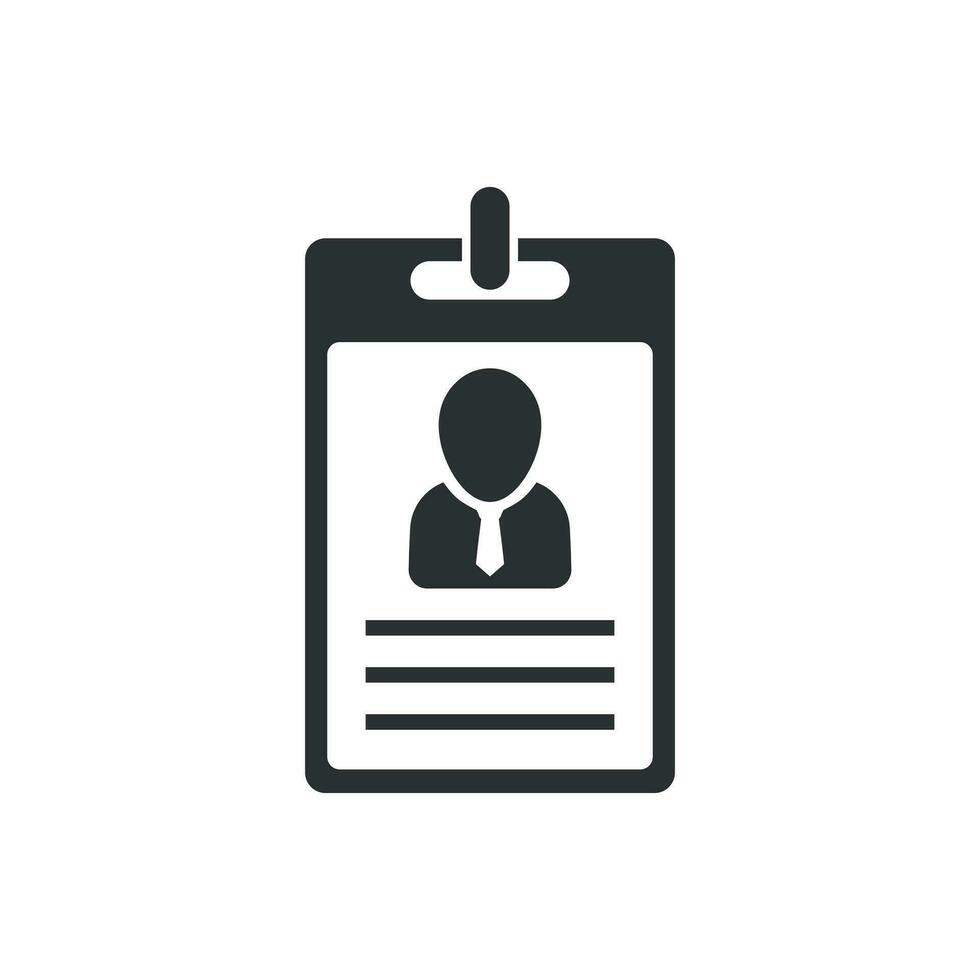 Id card icon in flat style. Identity tag vector illustration on white isolated background. Driver licence business concept.