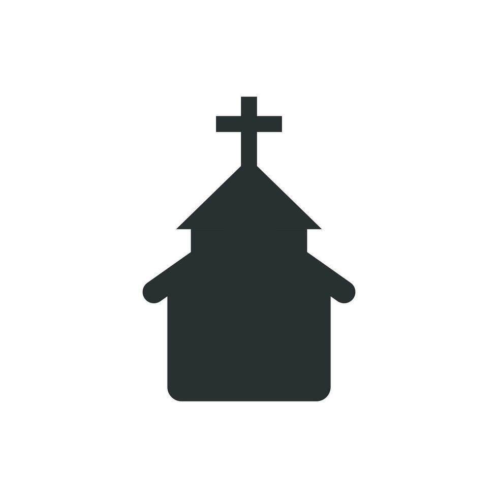 Church icon in flat style. Chapel vector illustration on white isolated background. Religious building business concept.