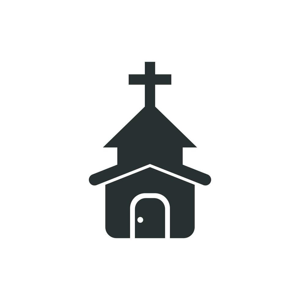 Church icon in flat style. Chapel vector illustration on white isolated background. Religious building business concept.