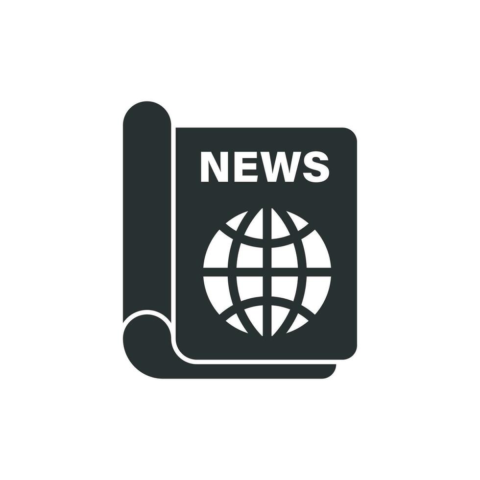 Newspaper icon in flat style. News vector illustration on white isolated background. Newsletter business concept.