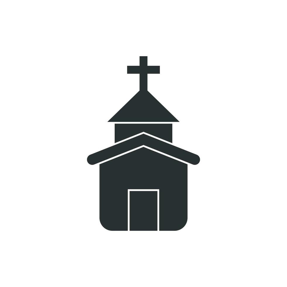 Church icon in flat style. Chapel vector illustration on white isolated background. Religious building business concept.