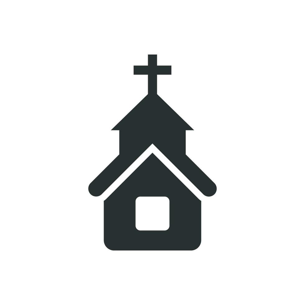 Church icon in flat style. Chapel vector illustration on white isolated background. Religious building business concept.