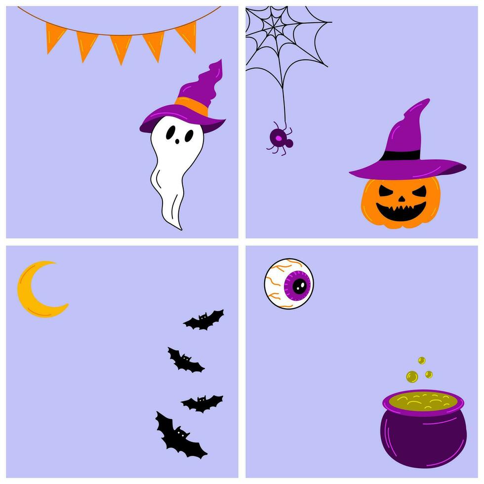 Halloween Post Template for Social Media vector