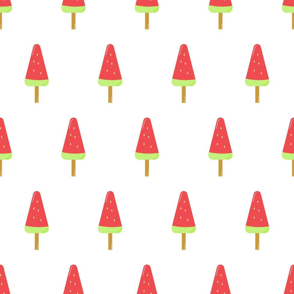 Seamless Pattern with Ice Creams Slices of Watermelon On Sticks vector