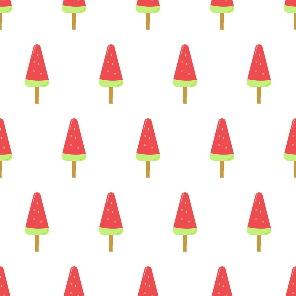 Seamless Pattern with Ice Creams Slices of Watermelon On Sticks vector