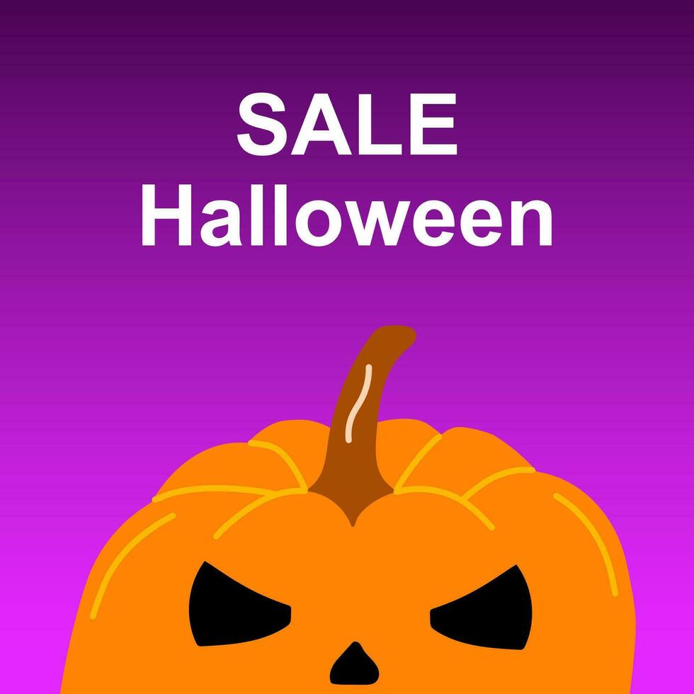 Halloween Discount Square Template with Pumpkin vector