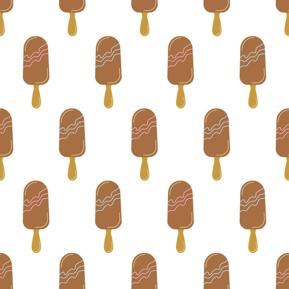 Seamless Pattern with Ice Creams In Chocolate Glaze vector