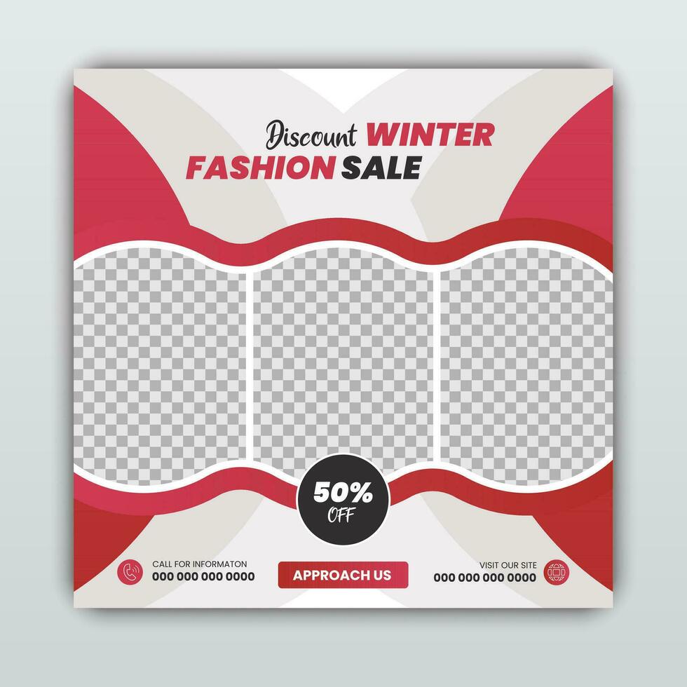 Editable minimal square social media winter fashion post story banner ads template. vector