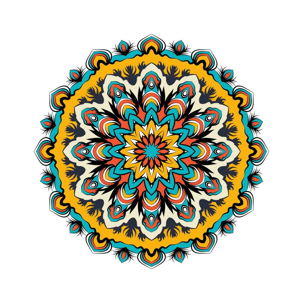 brillante colores mandala diseño o étnico mandala con vistoso tribal ornamento. creativo lujo decorativo redondo mandala antecedentes modelo con el colorante libro. vector