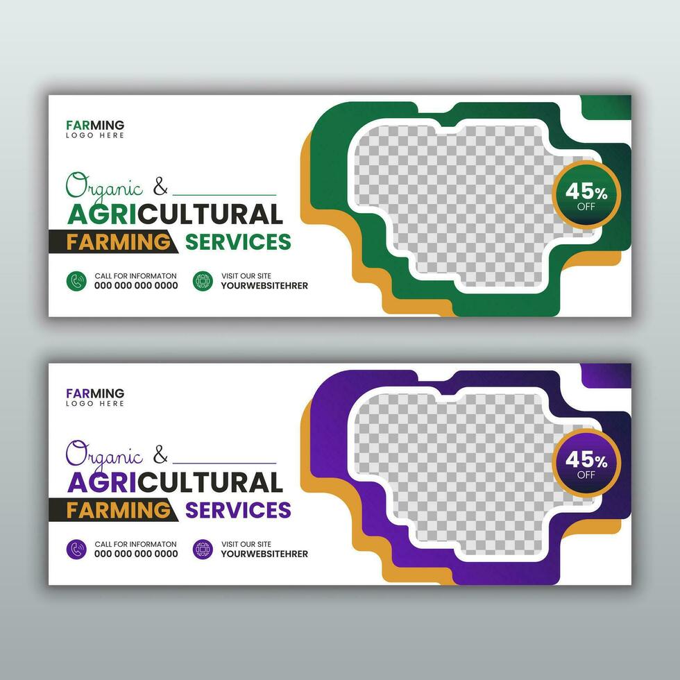 Agricultural and farming services social media post lawn gardening or web banner template vector set