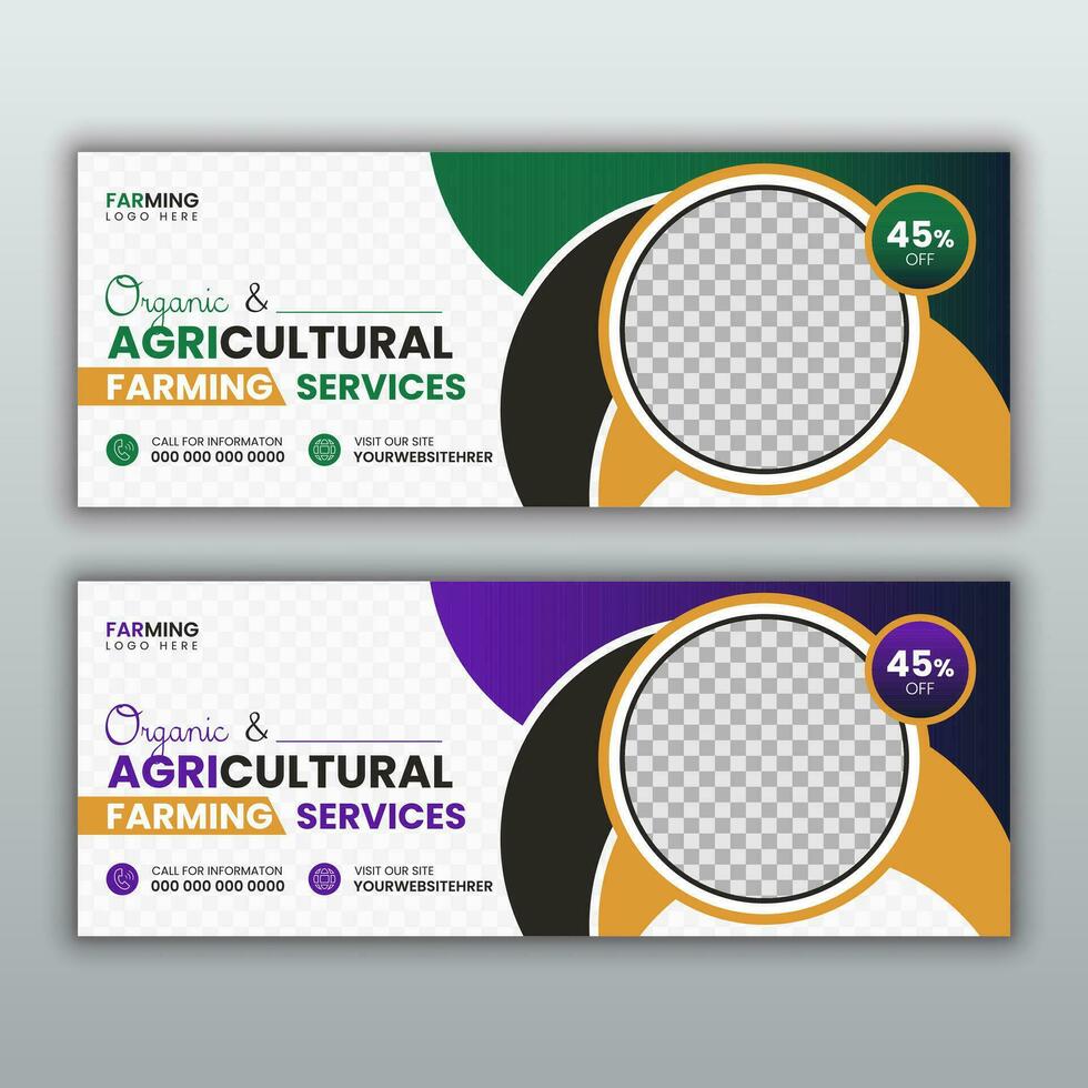 Lawn or modern gardening services social media web cover template vectors banner design